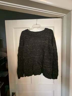 C.O.C. Women's Black Multicolored Speckled Knit Pullover Sweater